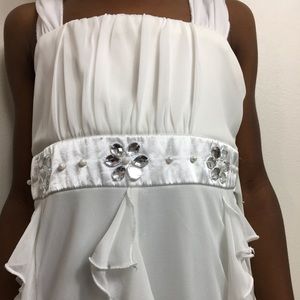 Kids White Ruffled Dress